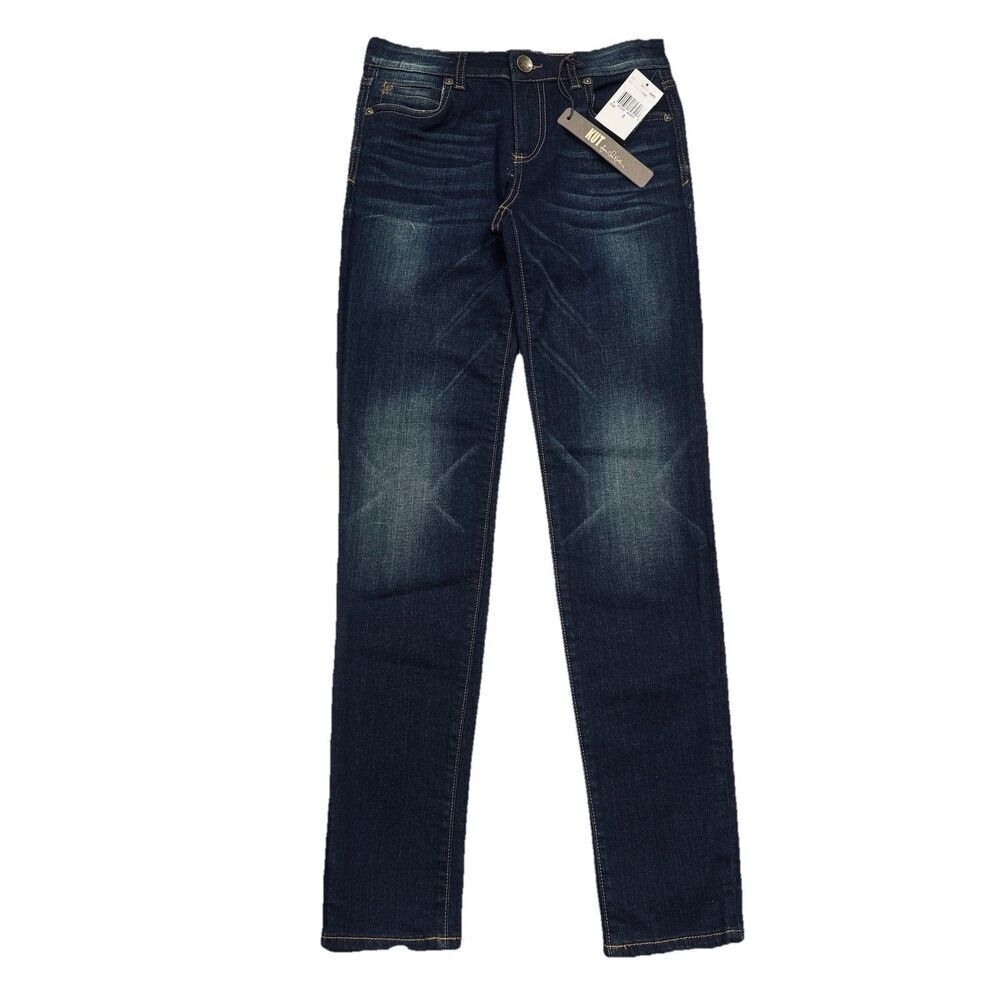 Kut from the Kloth Diana Skinny Jeans 0 (27x30.5) Dark Wash Blue Distress Womens